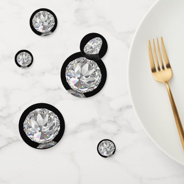 Elegant Diamond Gemstone on Black Party Table Confetti (Group)