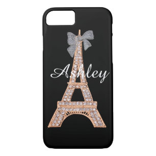 Elegant Diamond & Gold Eiffel Tower iPhone 7 case