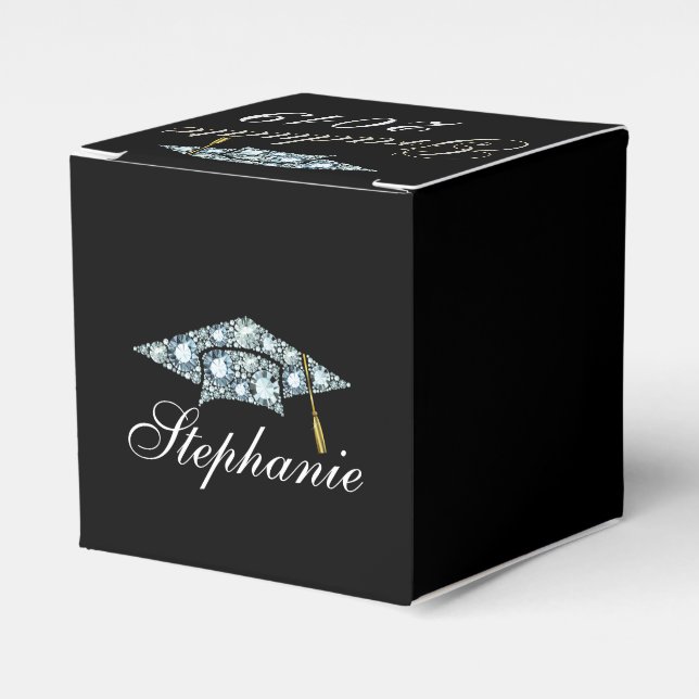 Elegant Diamond Graduation Cap Favor Boxes (Front Side)
