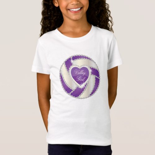 Elegant Diamond Heart Purple Volleyball T_Shirt
