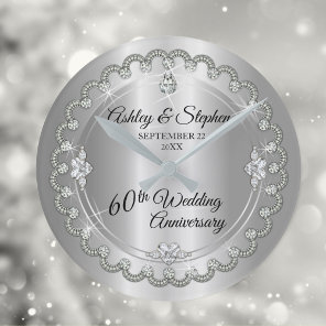 Elegant Diamond Jubilee 60th Wedding Anniversary Round Clock