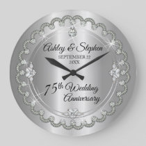 Elegant Diamond Jubilee 75th Wedding Anniversary Large Clock