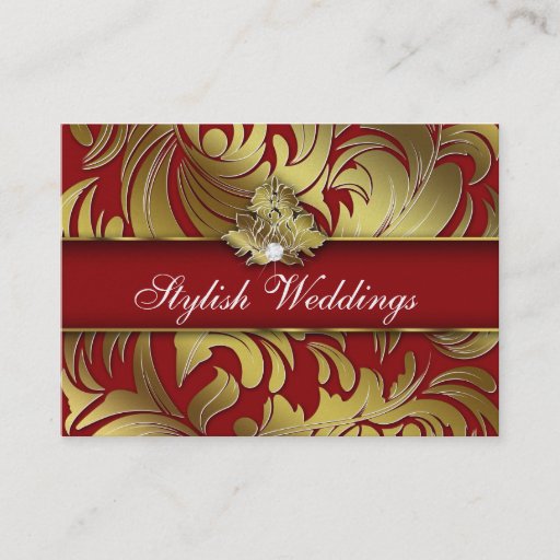 Customizable Elegant Diamond Logo Red Gold Jumbo 2 Business Cards