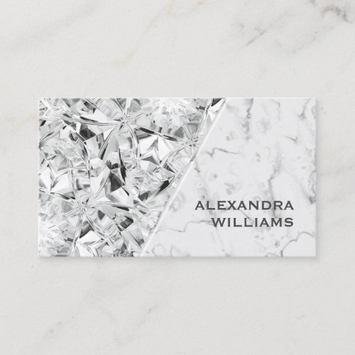 Elegant Diamond Marble Modern White  Business Card