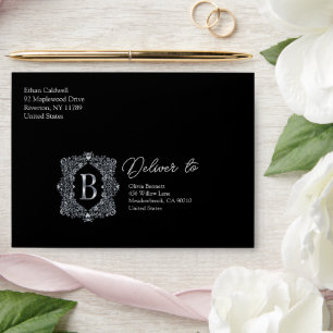 Elegant Diamond Monogram Letter B Envelope
