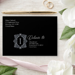 Elegant Diamond Monogram Letter I Envelope