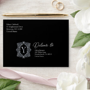 Elegant Diamond Monogram Letter Y Envelope