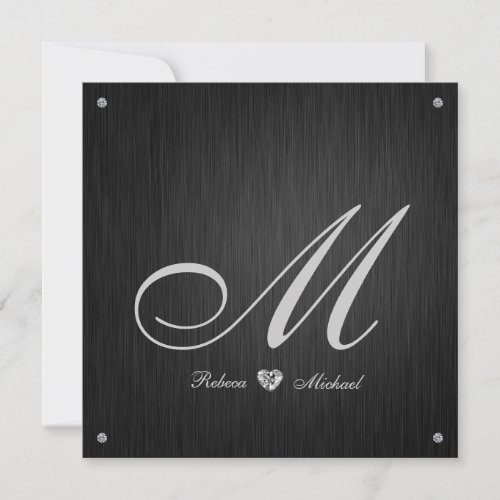 Elegant Diamond Monogram Wedding Invitation