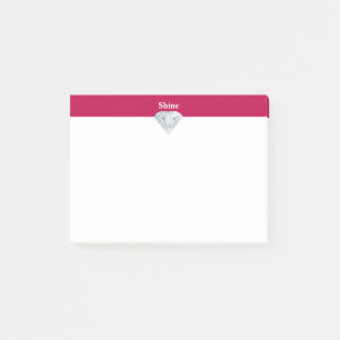 Elegant diamond on burgundy and white post-it notes