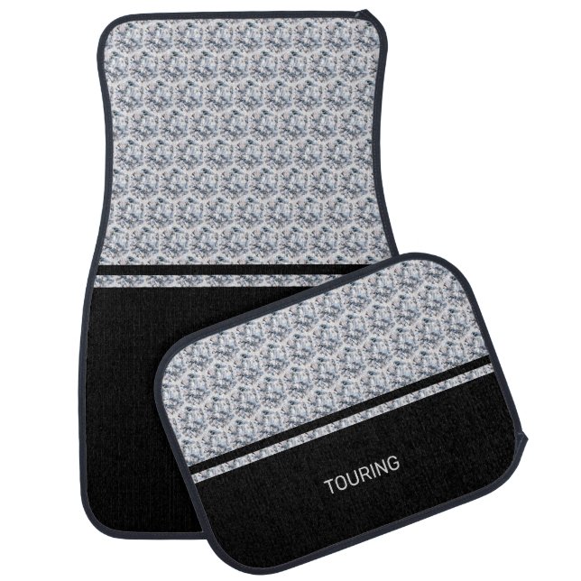 Elegant diamond pattern & black band car floor mat (Set)