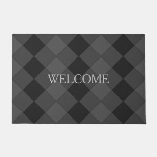 Elegant Diamond Pattern in Gray Shades Welcome Doormat