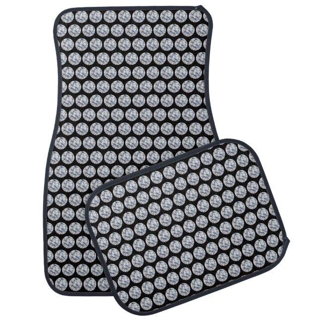 Elegant diamond pattern on black car floor mat (Set)