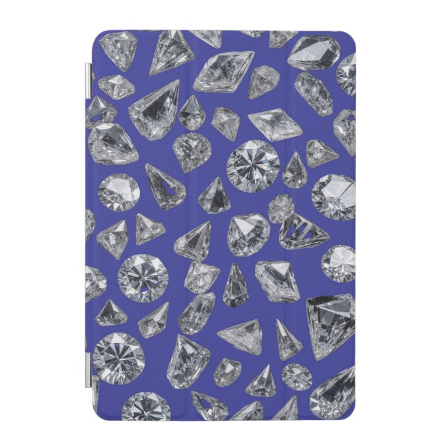 Elegant Diamond Pattern on Blue Background iPad Mini Cover (Front)