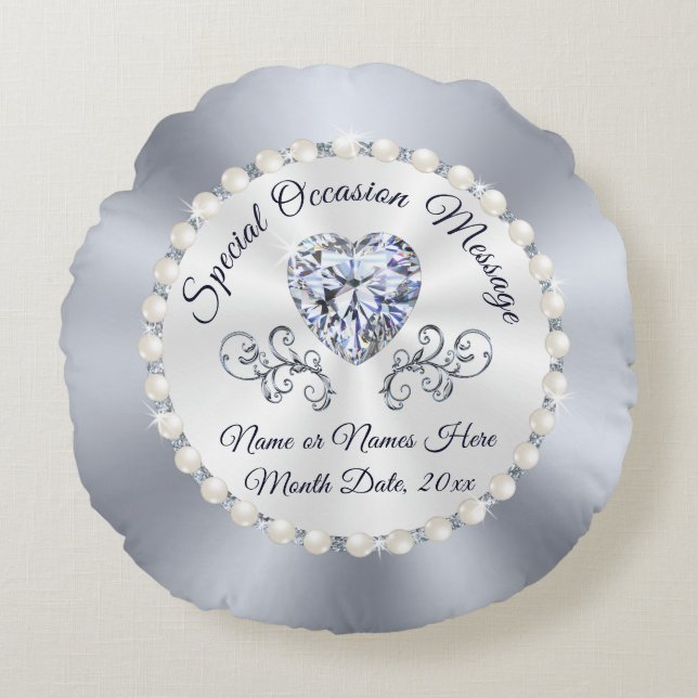 Elegant Diamond Personalized Ring Bearer Pillow (Front)
