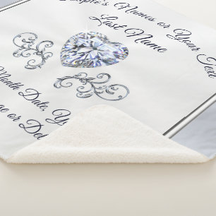 Elegant Diamond Personalized Wedding Throw Blanket
