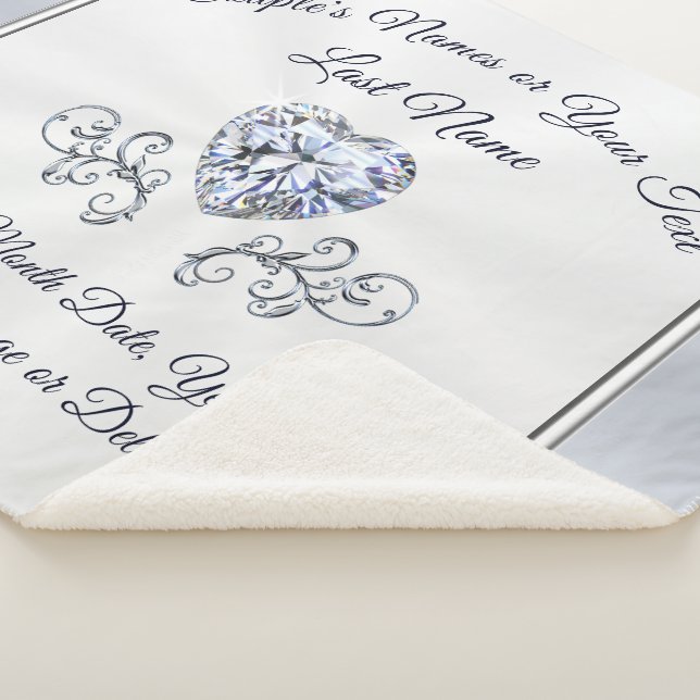 Elegant Diamond Personalized Wedding Throw Blanket (3/4)