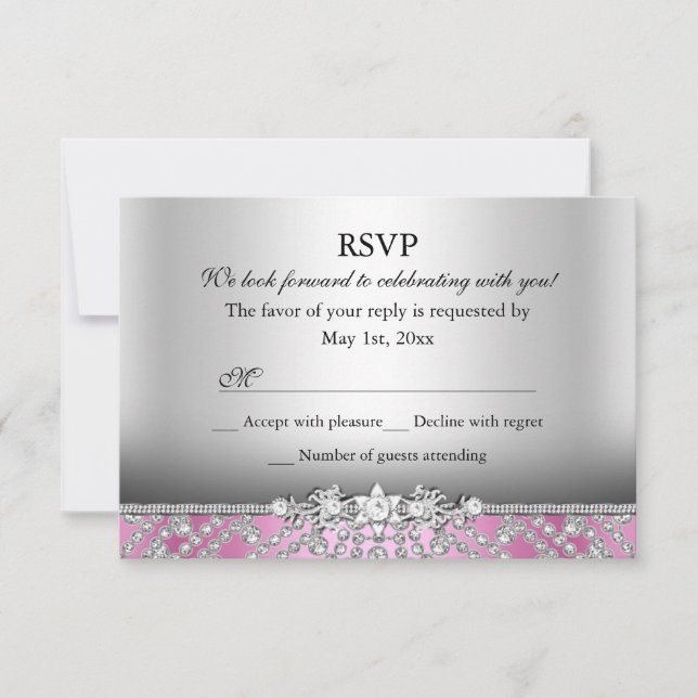 Elegant Diamond Pink RSVP (Front)