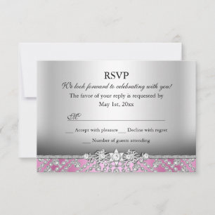 Elegant Diamond Pink RSVP Card