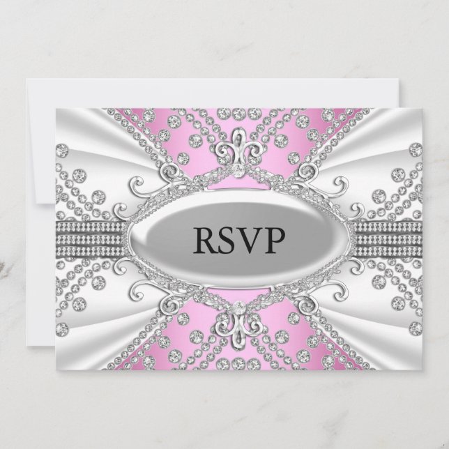 Elegant Diamond Pink RSVP Invitation (Front)