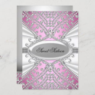 Elegant Diamond Pink Sweet 16 Party Invite