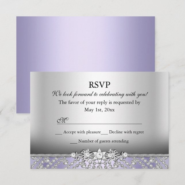 Elegant Diamond Purple RSVP Invitation (Front/Back)