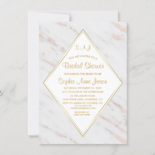 Elegant Diamond Rose Gold Marble Bridal Shower Invitation