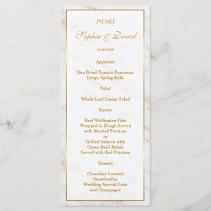 Elegant Diamond Rose Gold Marble Wedding Menu