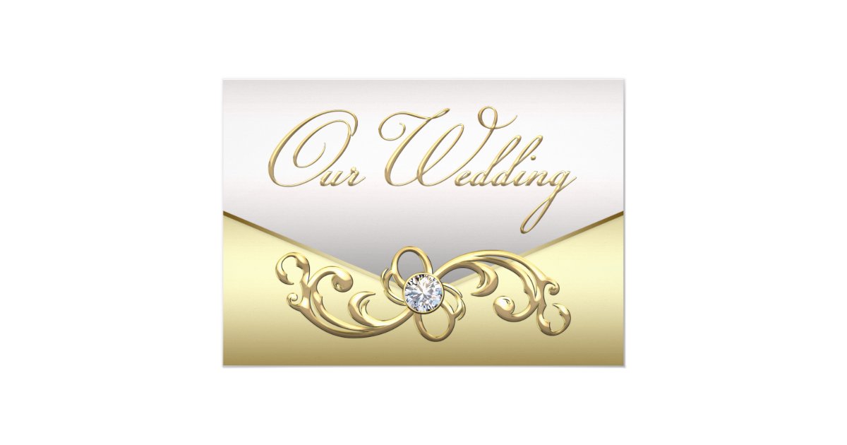 Elegant Diamond Silver and Gold Wedding Invitation