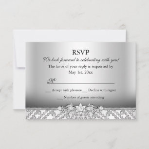 Elegant Diamond Silver RSVP Card