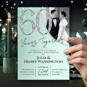 Elegant Diamond soft green 60 Wedding Anniversary Invitation