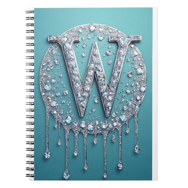 Elegant Diamond W Initial Glam Monogram for Gift Notebook (Front)