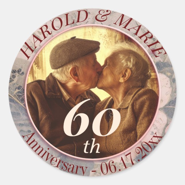 Elegant Diamond Wedding Design Classic Round Sticker (Front)