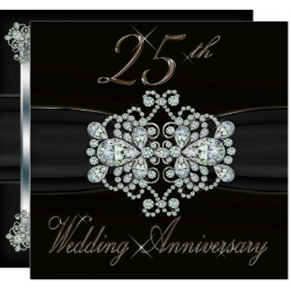 Elegant Diamonds 25th Silver Wedding Anniversary Card