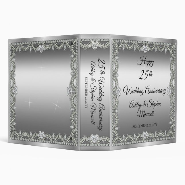Elegant Diamonds 25th Wedding Anniversary 3 Ring Binder (Background)