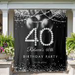 Elegant Diamonds 40th Birthday Party Backdrop<br><div class="desc">Create a stunning focal point with our Elegant Diamonds 40th Birthday Party Backdrop. Featuring a chic black background with shimmering silver diamond details, this backdrop is the perfect statement piece for 40th birthday parties. Ideal for both a 40th birthday for women and a 40th birthday for men, it serves as...</div>