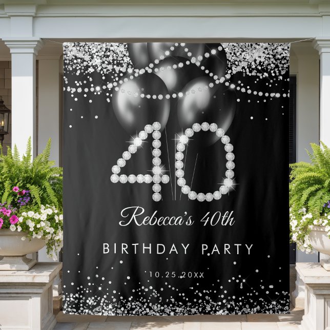 Elegant Diamonds 40th Birthday Party Backdrop (Creator Uploaded)