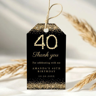 Elegant Diamonds 40th Birthday Party Thank you Gift Tags