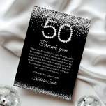 Elegant Diamonds 50th Birthday Thank you Card<br><div class="desc">Celebrate in style with this Editable Elegant 50th Thank you Card Template! Featuring a stunning Diamond & silver glitter Design, this Luxury Thank you Card is perfect for Ladies and Mens Birthday celebrations. Personalize it for a special touch. If you’d like a different birthday number, I’ll be glad to customize...</div>