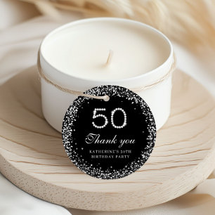 Elegant Diamonds 50th Birthday Thank you Tag