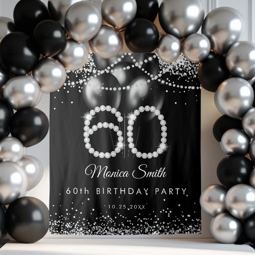 Elegant Diamonds 60th Birthday Party Backdrop