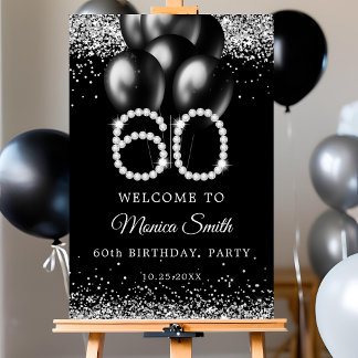 Elegant Diamonds 60th Birthday Party Welcome Sign