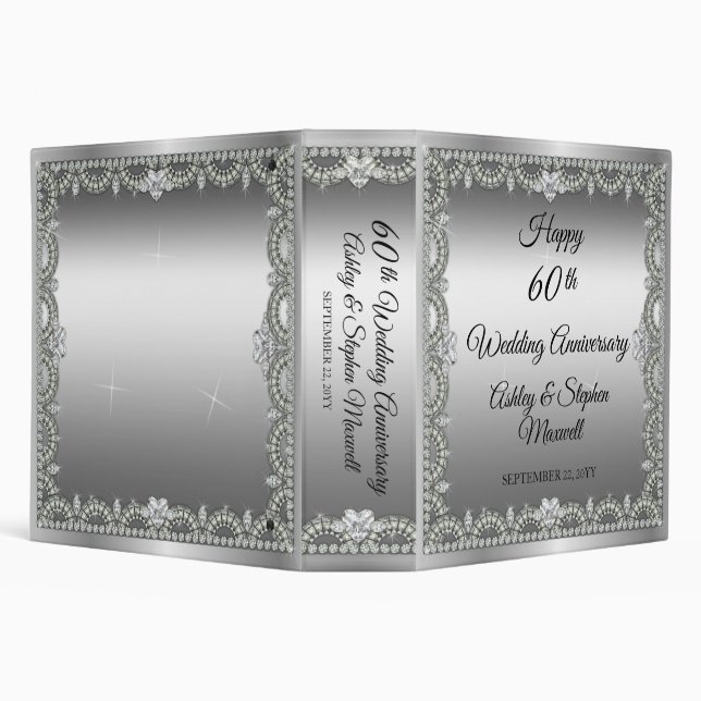 Elegant Diamonds 60th Wedding Anniversary 3 Ring Binder (Background)