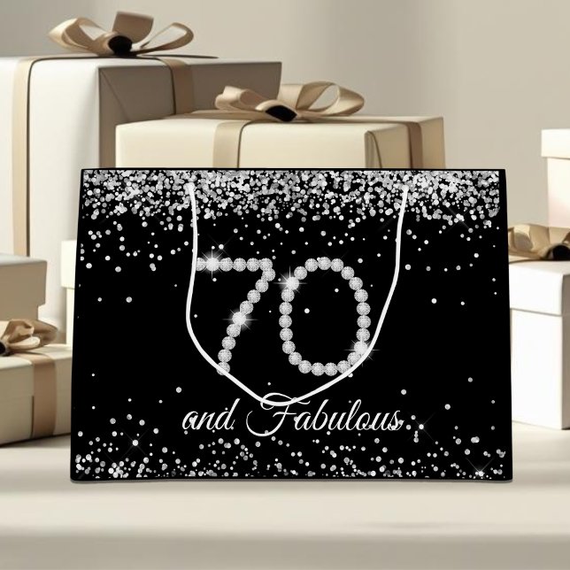 Elegant Diamonds 70 and Fabulous Large Gift Bag (70 and fabulous Diamonds gift bag)