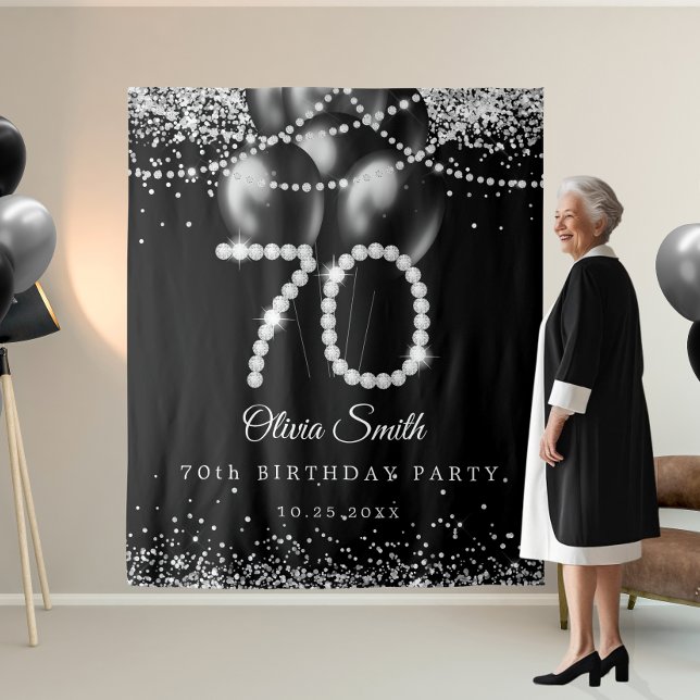 Elegant Diamonds 70th Birthday Party Backdrop (Creator Uploaded)