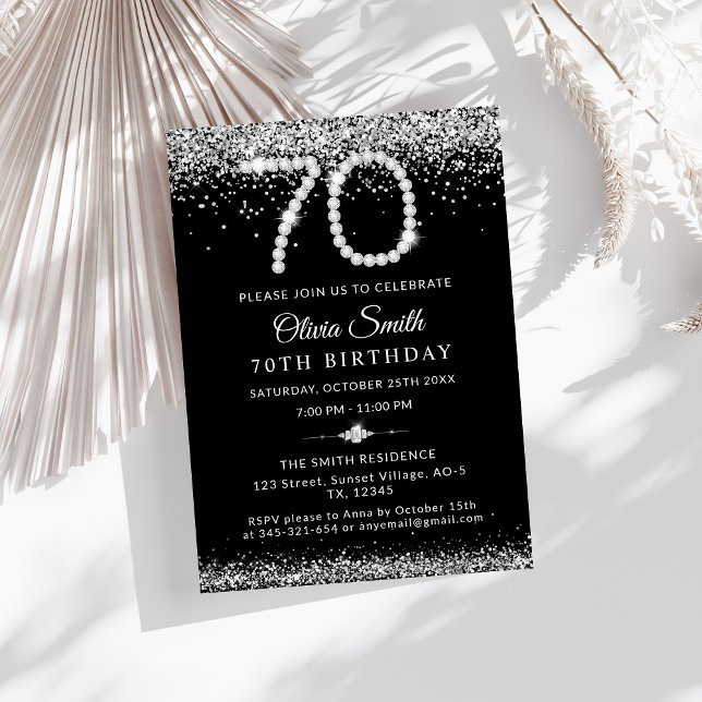 Elegant Diamonds 70th Birthday Party Invitation (Creator Uploaded)