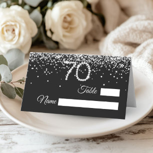 Elegant Diamonds 70th Birthday Party Place Card