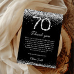Elegant Diamonds 70th Birthday Thank you Card<br><div class="desc">Celebrate a milestone with our stylish 70th Birthday Thank You Card in silver and black. Featuring sparkling diamond accents, this elegant card is perfect for expressing gratitude after a 70th Birthday Party. Personalize with heartfelt Birthday Card Messages to thank guests for their love and gifts. Printed on premium paper, it’s...</div>