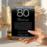 Elegant Diamonds 80th Birthday Thank you Card<br><div class="desc">Celebrate a milestone with our stylish 80th Birthday Thank You Card in silver and black. Featuring sparkling diamond accents, this elegant card is perfect for expressing gratitude after a 80th Birthday Party. Personalize with heartfelt Birthday Card Messages to thank guests for their love and gifts. Printed on premium paper, it’s...</div>