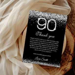 Elegant Diamonds 90th Birthday Thank you Card