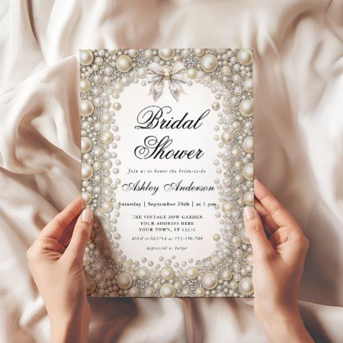 Elegant Diamonds and Pearls Bridal Shower Invitation